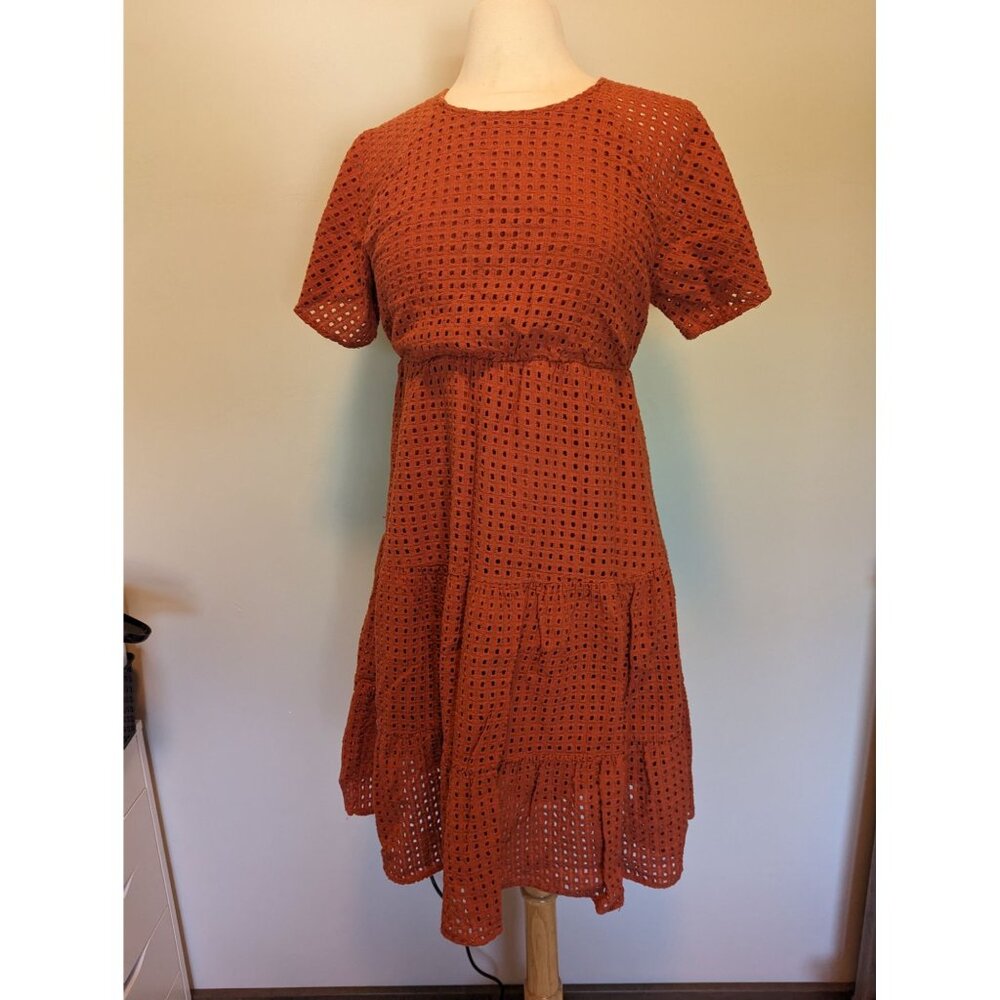 Rust Orange Eyelet Dress By Citrus & Lemon Large